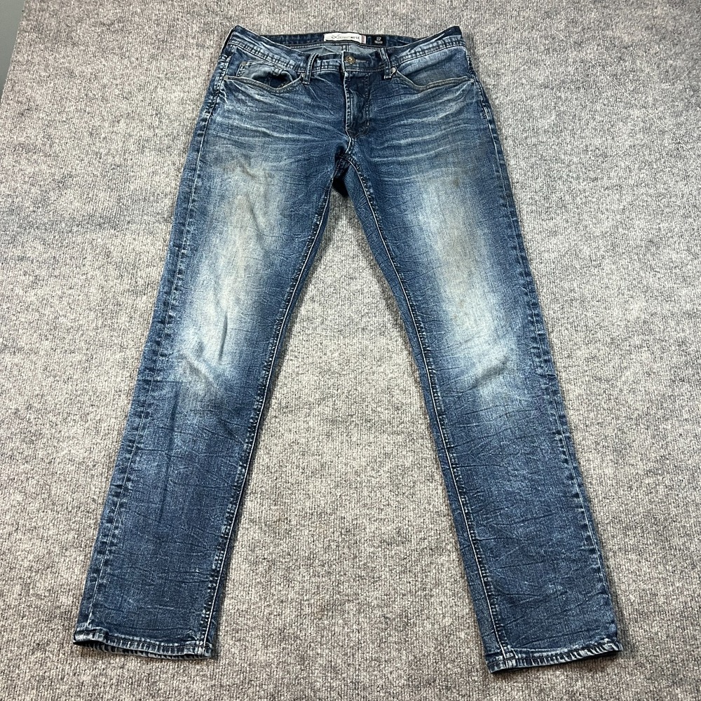 Departwest Trouper Straight Leg Jeans Mens 33x32 Blue Whiskering Denim Cotton